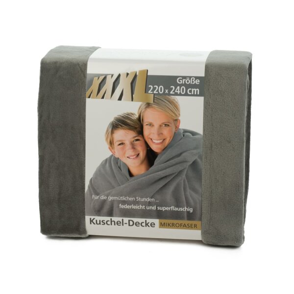 GÖZZE - Wohn- und Kuscheldecke, Memphis, Hohes Stoffgewicht 280 g/m², 220 x 240 cm - Silber