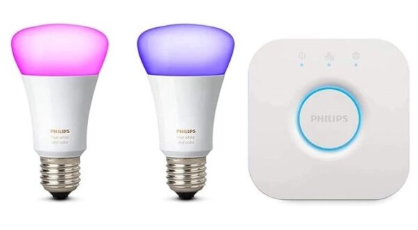 Philips Hue White & Color Ambiance E27 2er Starter Set 2x800lm, bis zu 16 Mio. Farben, dimmbar, steuerbar via App, kompatibel mit Amazon Alexa (Echo, Echo Dot)